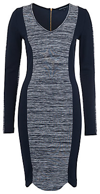 French Connection Contrast Panel Dress, Utility Blue