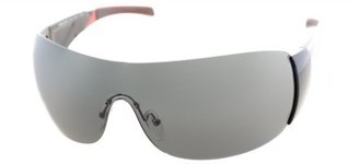 Prada Linea Rossa PS 07HS 7OV1A1 Gloss Black And Grey Shield Sunglasses Grey Lens