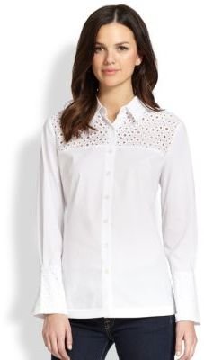 Saks Fifth Avenue Eyelet-Trimmed Button-Down Shirt