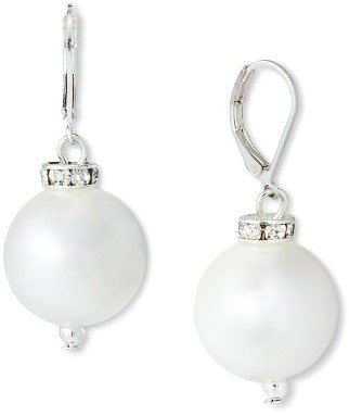 Sequin Women's Drop Earring with Single Large Simulated Pearl - Multicolor