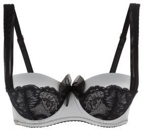 New Look Kelly Brook Purple Sateen and Lace Balconette Bra