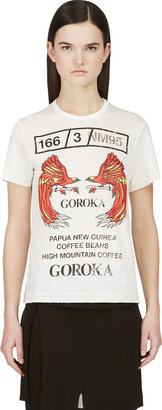 Junya Watanabe Pink Cream Linen Jersey Goroka Coffee T-Shirt