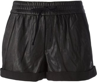 Helmut Lang washed leather tie shorts