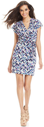 Jessica Simpson Geo-Print Faux-Wrap Dress
