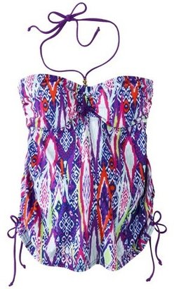 Manhattan Beachwear Inc Women's Maternity Cinched Bandeau Tankini Swim Top - Purple/Blue