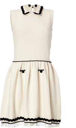 RED Valentino Ivory/Black Sleeveless Knit Dress with Collar Gr. S