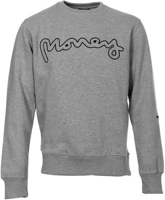 Money Silver Melange Grey Signature Ape Chain Stitch Crew Neck Sweatshirt