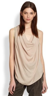 Haute Hippie Embellished Cowl Muscle Top