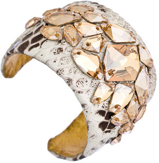 Ted Rossi Gold and Cocoa Python with Swarovski Elements Cosmic Cuff Bracelet