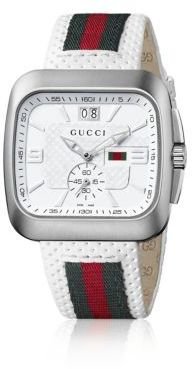 Gucci Coupé Stainless Steel, Leather & Web Strap Watch