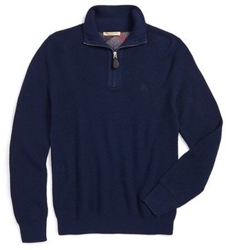 Burberry 'Lapworth' Trim Fit Cashmere & Cotton Half Zip Sweater