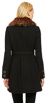 Steve Madden Faux-Fur-Collar Fit-and-Flare Coat