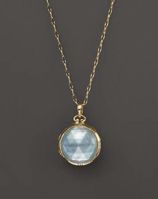 Monica Rich Kosann 18K Yellow Gold Dual Side Stone Blue Topaz Doublet Locket Necklace, 30"