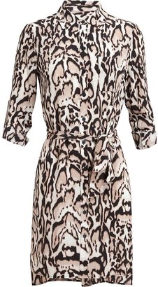 Diane von Furstenberg Prita Leopard Printed Silk Shirt Dress