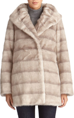 Jones New York Faux Fur Swing Coat with Spread Collar