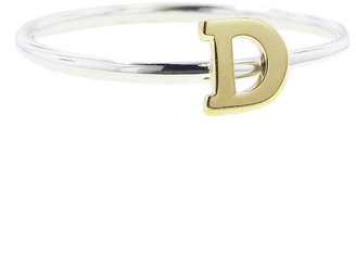 Jane Basch Gold Initial on Sterling Silver Ring - D
