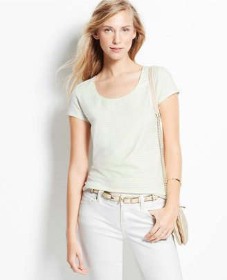 Ann Taylor Striped Scoop Neck Tee