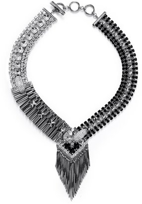 Deco cheetah crystal fringe necklace