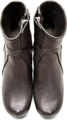 Rick Owens Metallic Pewter Leather Classic Wedge Boots