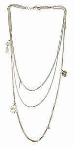Yochi Design Yochi Extra Long Silver Multi Chain Necklace