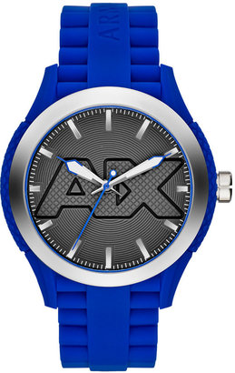 Armani Exchange A|X Men's Blue Silicone Strap Watch 47mm AX1381