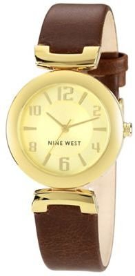 Nine West Ladies gold round dial strap watch