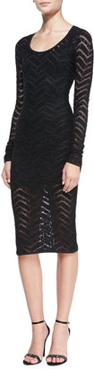 Tracy Reese Long-Sleeve Chevron Lace Sheath Dress