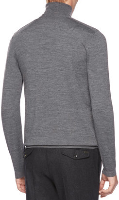 Gucci Fine Wool Knit Turtleneck Sweater, Medium Gray