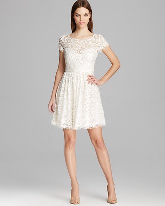 Nicole Miller Dress - Swirling Vines Short Sleeve Lace Fit and Flare