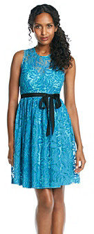 Plenty by Tracy Reese Aqua Lace Fit And Flare Dress