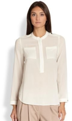 Burberry Long-Sleeve Zip-Front Blouse