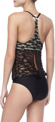 Luxe by Lisa Vogel Lace-Top One-Piece Swimsuit