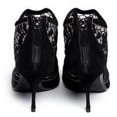 Nobrand Lace embroidery suede booties