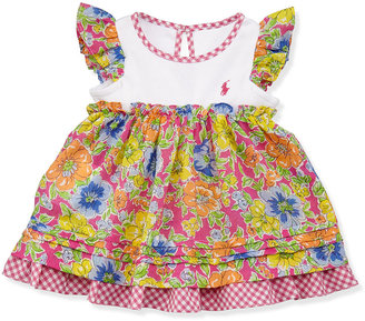 Ralph Lauren Childrenswear Floral Checked Combo Dress & Bloomers Set, Pink