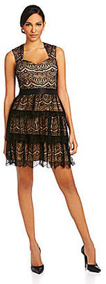 GUESS Tiered Lace Fit-and-Flare Dress