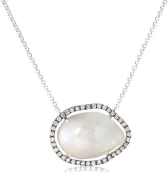 Jordan Alexander Slice Sterling Silver, Diamond, and Chinese Freshwater Cultured Pearl Pendant Necklace, 17"