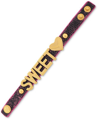 BCBGeneration Bracelet, Rose Gold-Tone Coral Snake-Print PVC Sweetheart Affirmation Bracelet