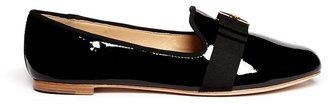 Tory Burch 'Trudy' logo bow patent leather ballerina flats