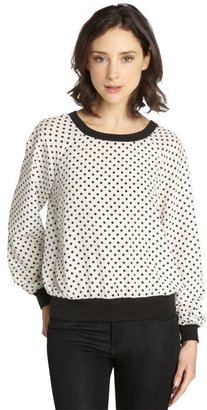 Wyatt black and white dots long sleeve silk blouse