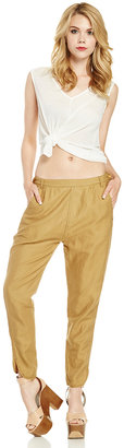 Maison Scotch Linen Mix Relaxed Fit Pants in Olive XS