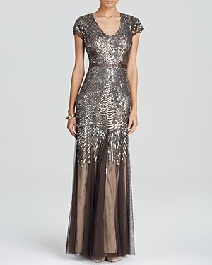 Adrianna Papell Gown - Cap Sleeve Beaded