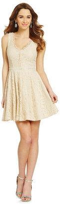 Jodi Kristopher Waist Trim Lace Party Dress