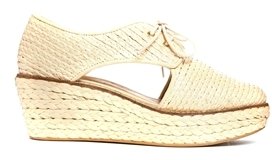 Shellys Shelly's London Natural Raffia Cut Out Heeled Shoes - Natural
