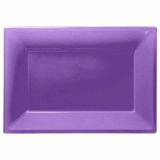 Amscan Plastic 3 Serving Platters, New Purple