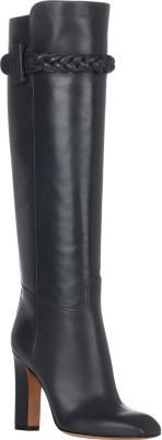 Valentino Braided-Strap Knee Boots-Grey