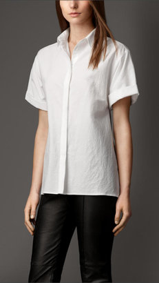 Burberry Wide Sleeve Textured Cotton Shirt