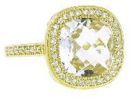 Jude Frances Lacey White Topaz Princess Ring - Yellow Gold