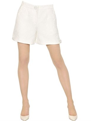 Dolce & Gabbana Jeweled Cotton Blend Brocade Shorts