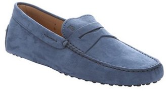Tod's blue suede 'Vek Capitano' penny loafers