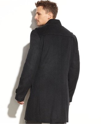 DKNY Charcoal Herringbone Slim-Fit Overcoat